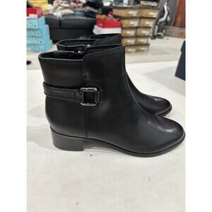 Easy Spirit Sahara Black Leather Ankle Boots Women's Size 8 Side Zip